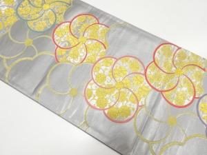 捻じり梅に花唐草模様織り出し　袋帯